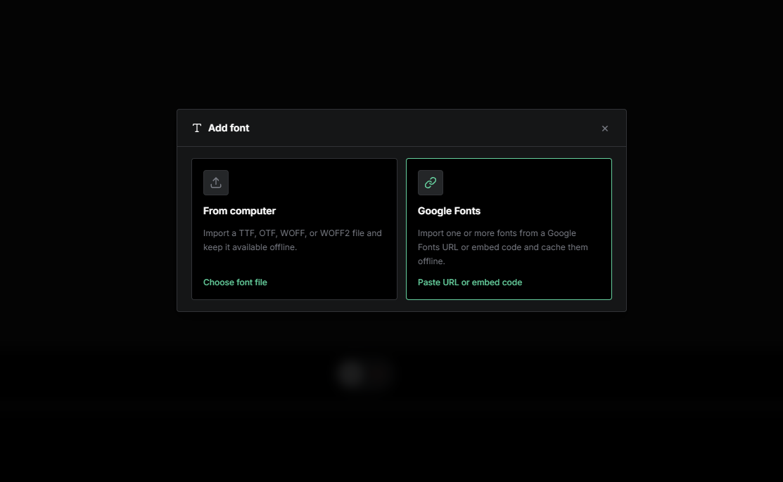 EasyKara Add font dialog with the Google Fonts source selected